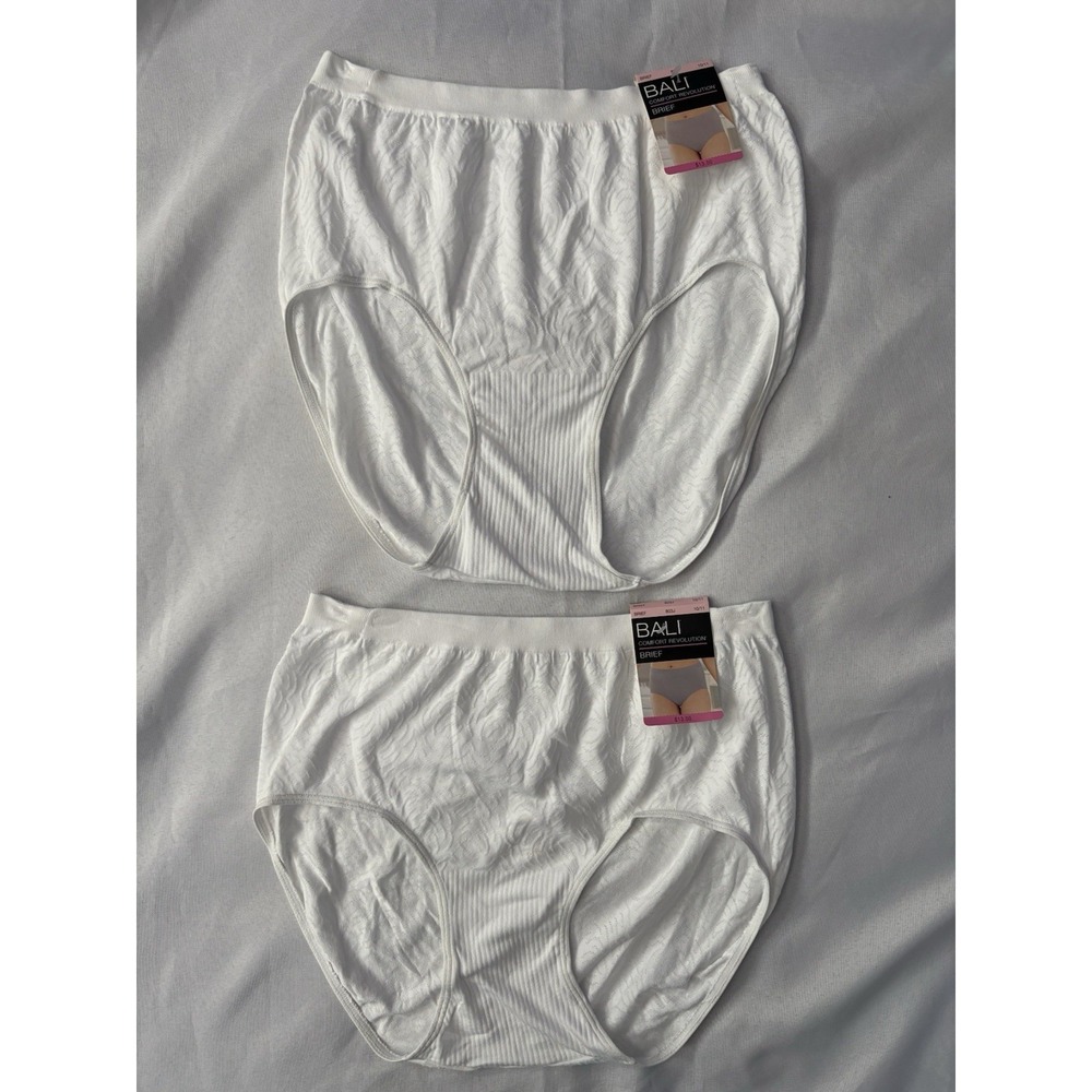 NEW Bali Comfort Revolution Bali Briefs Style 803J Women Size 10/11 White 2 Pair